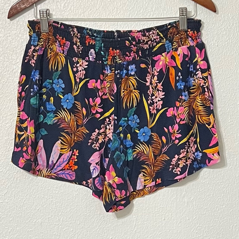 Soma Floral Pajama Set - Black with Pink and Blue Accents Top Large Bottoms M - Picture 4 of 10